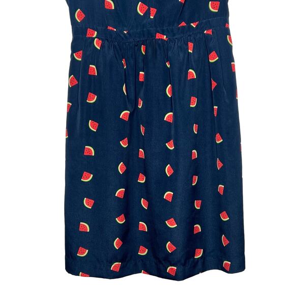 J CREW Watermelon Print Mini Cami Dress Sleeveless Fit & Flare Navy Blue Size 2 - Picture 3 of 8